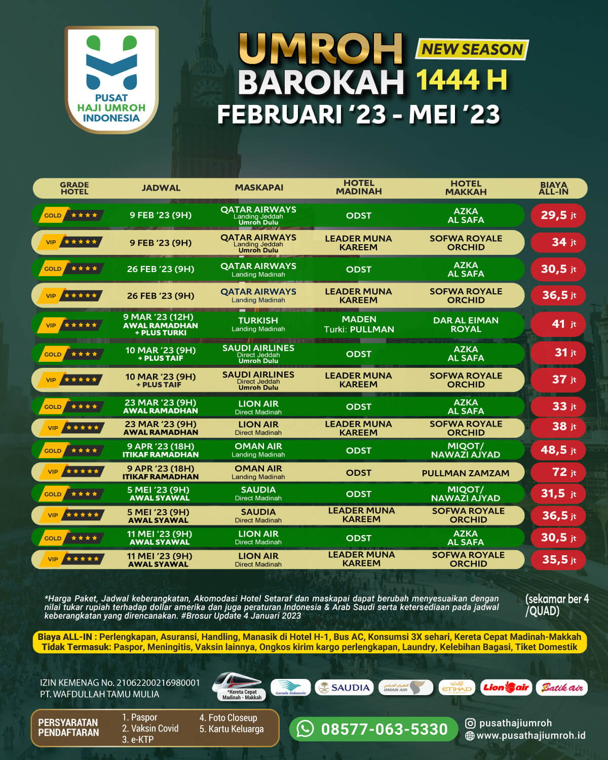 Daftar Umroh Arbain Juli Terbaru - Jadwal dan Biaya Terjangkung