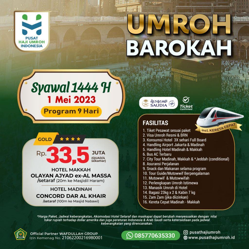Paket Umroh Syawal, 1 Mei 2023