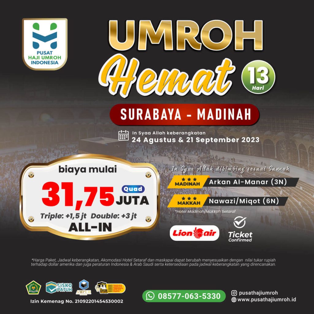 Paket Umroh Silver Hemat Start Surabaya 13 Hari