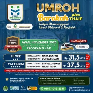 Paket Umroh Awal November 2025, 9 Hari, estimasi keberangkatan 1 sd 10 November 2025