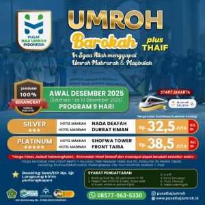 Paket Umroh Awal Desember 2025, estimasi keberangkatan 1 sd 10 Desember 2025, 9 Hari, Saudi Airlines direct