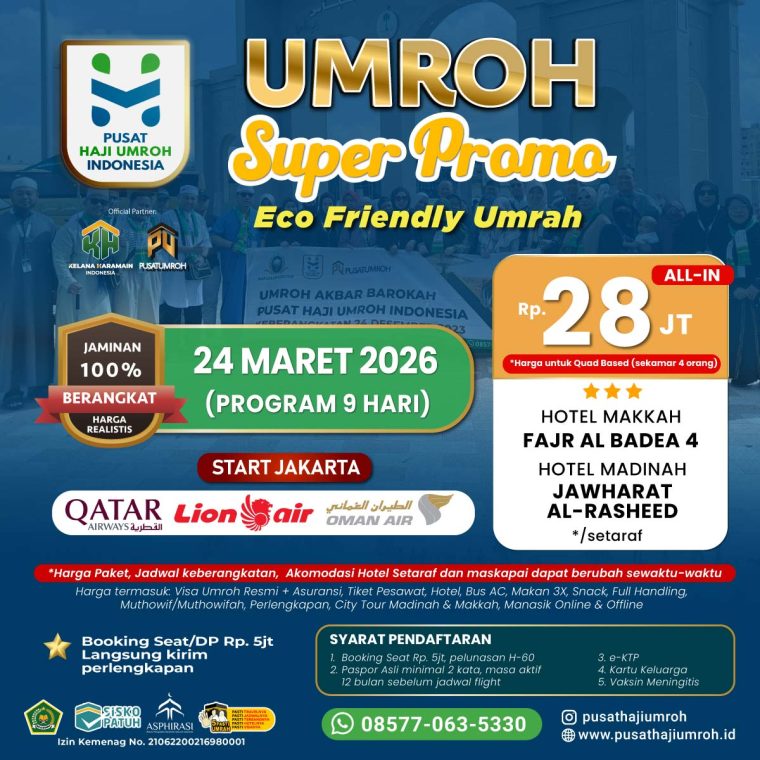 Paket Biaya Umroh Syawal 24 Maret 2026