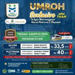 Paket Umroh Tengah Agustus 2025, estimasi keberangkatan 11 sd 20 Agustus 2025